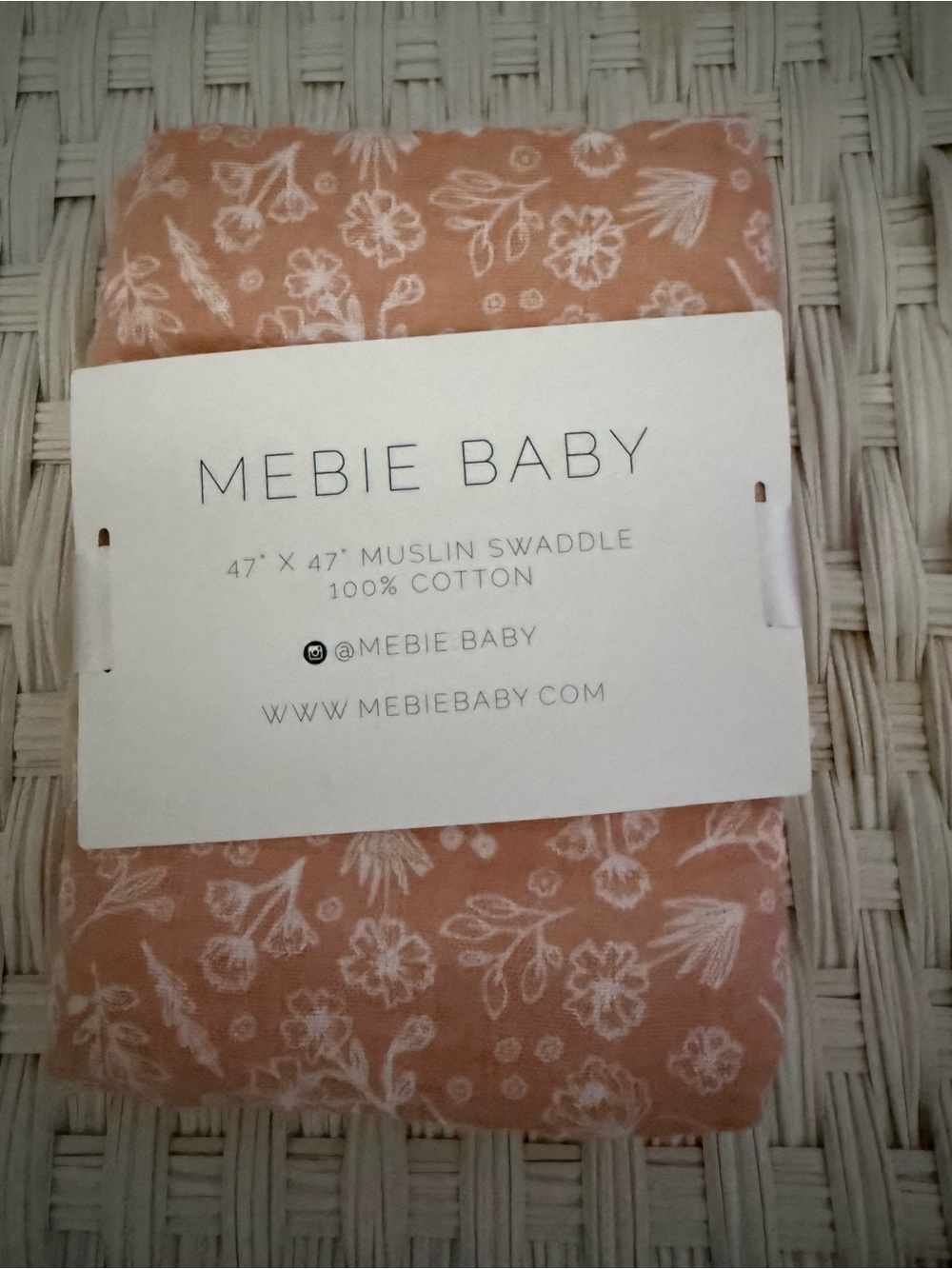 Mebie Baby Peach Floral Muslin Swaddle - 47" x 47"